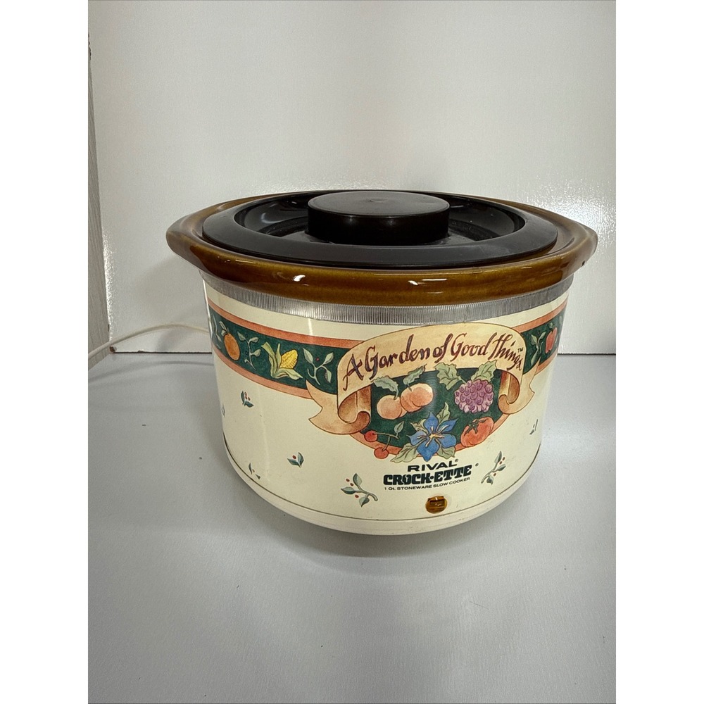 Rival Crock-Ette 1 Qt Slow Cooker Garden of Good Things Vintage Stoneware 3100/2